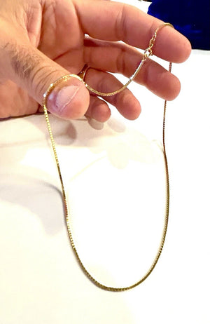 14k Gold Italian Uno-A-Erre Box Link Chain 18 Inch - 7.7 Grams - 1.2mm