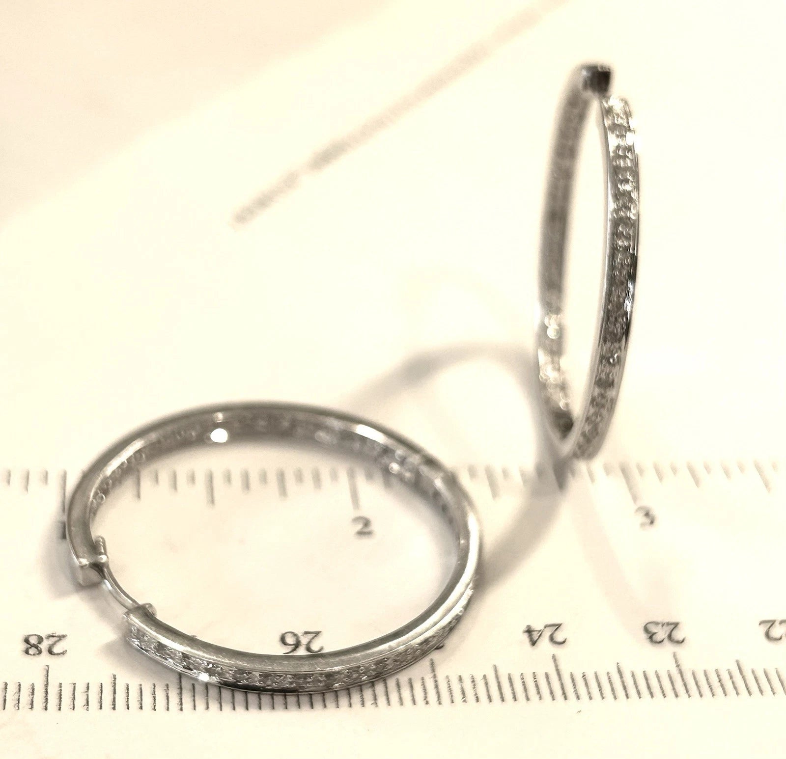 14k White Gold Diamond Inside Out Hoop Earrings - 10.5 Grams - 1/2 ctw