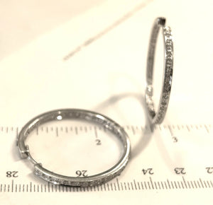 14k White Gold Diamond Inside Out Hoop Earrings - 10.5 Grams - 1/2 ctw
