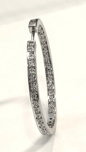 14k White Gold Diamond Inside Out Hoop Earrings - 10.5 Grams - 1/2 ctw