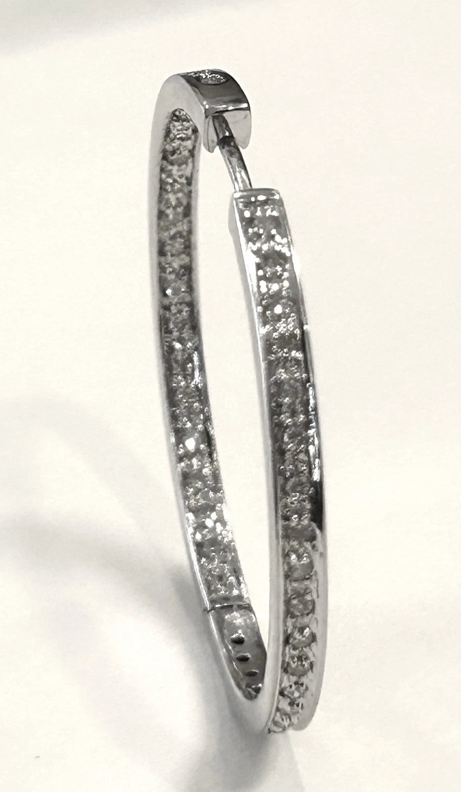 14k White Gold Diamond Inside Out Hoop Earrings - 10.5 Grams - 1/2 ctw