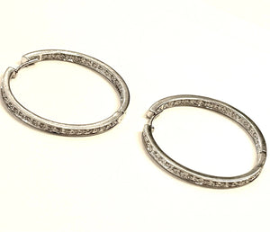 14k White Gold Diamond Inside Out Hoop Earrings - 10.5 Grams - 1/2 ctw