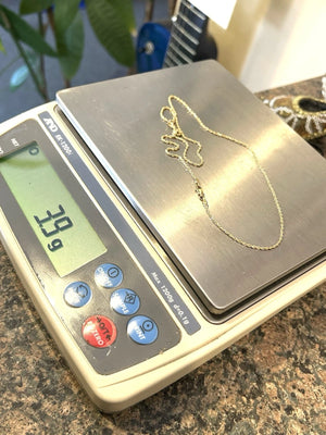 14k Solid Gold Diamond Cut Rope Chain - 18 inch, 3.9 grams, 1.4 mm