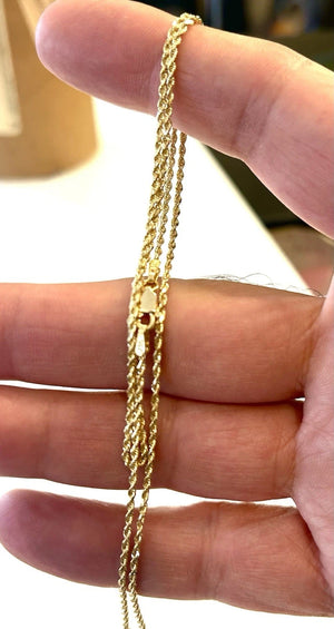 14k Solid Gold Diamond Cut Rope Chain - 18 inch, 3.9 grams, 1.4 mm
