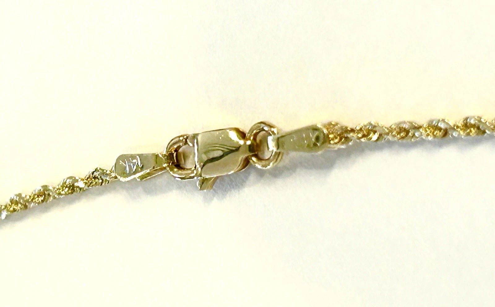 14k Solid Gold Diamond Cut Rope Chain - 18 inch, 3.9 grams, 1.4 mm