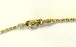 14k Solid Gold Diamond Cut Rope Chain - 18 inch, 3.9 grams, 1.4 mm