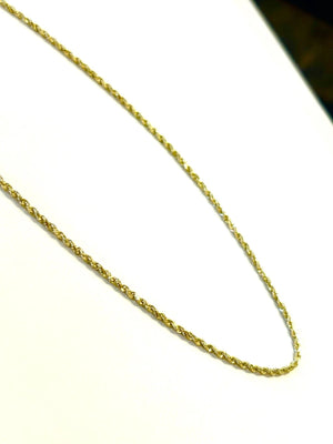 14k Solid Gold Diamond Cut Rope Chain - 18 inch, 3.9 grams, 1.4 mm
