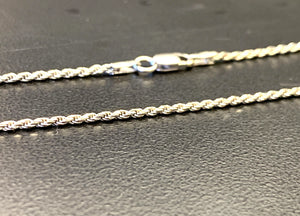 14k White Gold RCI 18" Rope Chain - 3.8 Grams - 1.3mm