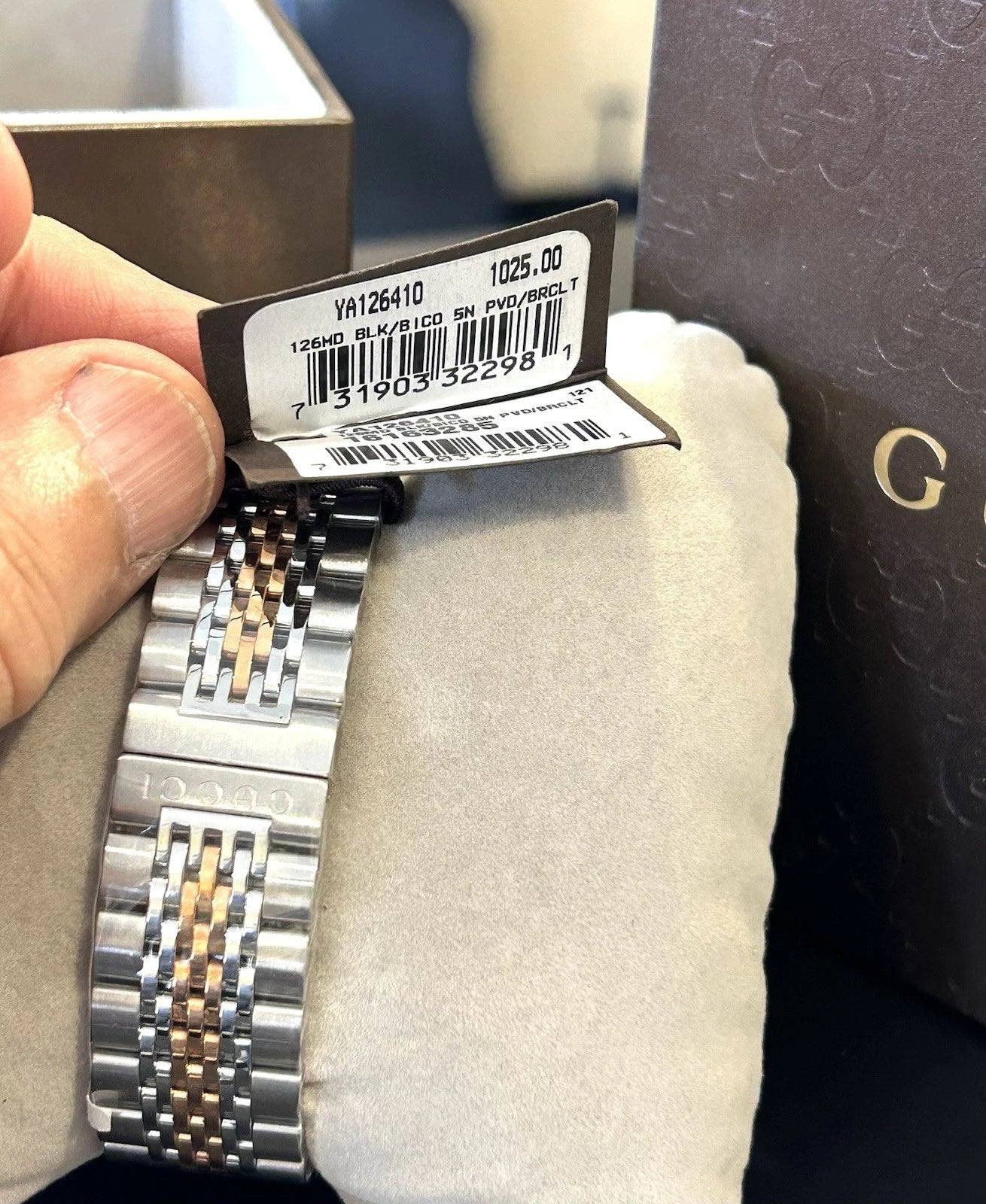 Gucci Men's YA126410 Gucci Timeless Steel and Pink PVD Black Dial Watch