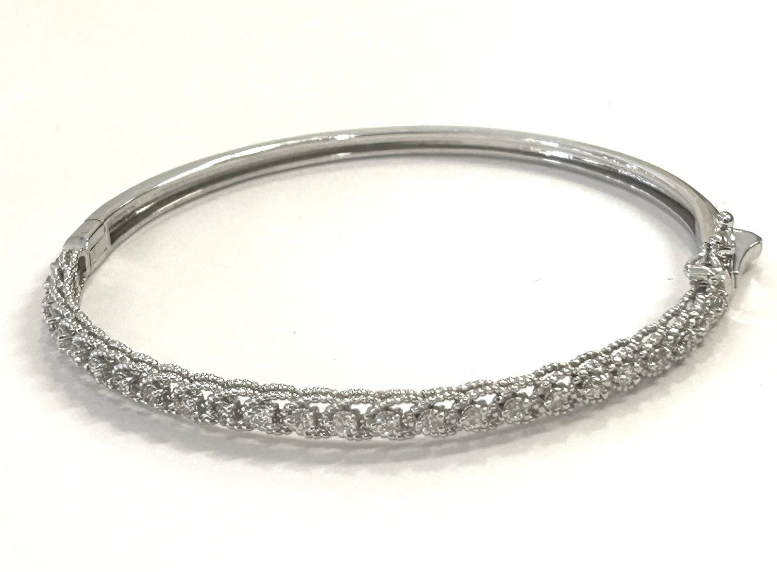 14k White Gold Diamond Bangle Bracelet - .25ctw - 10 Grams