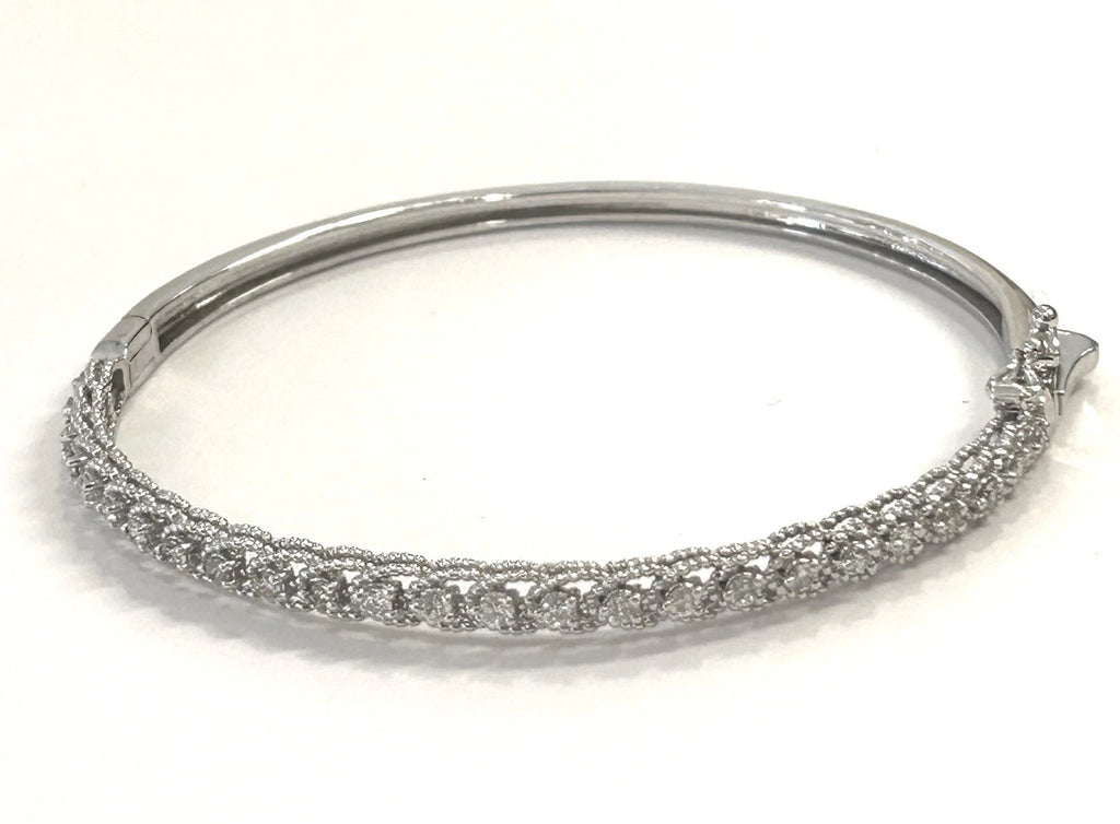 14k White Gold Diamond Bangle Bracelet - .25ctw - 10 Grams