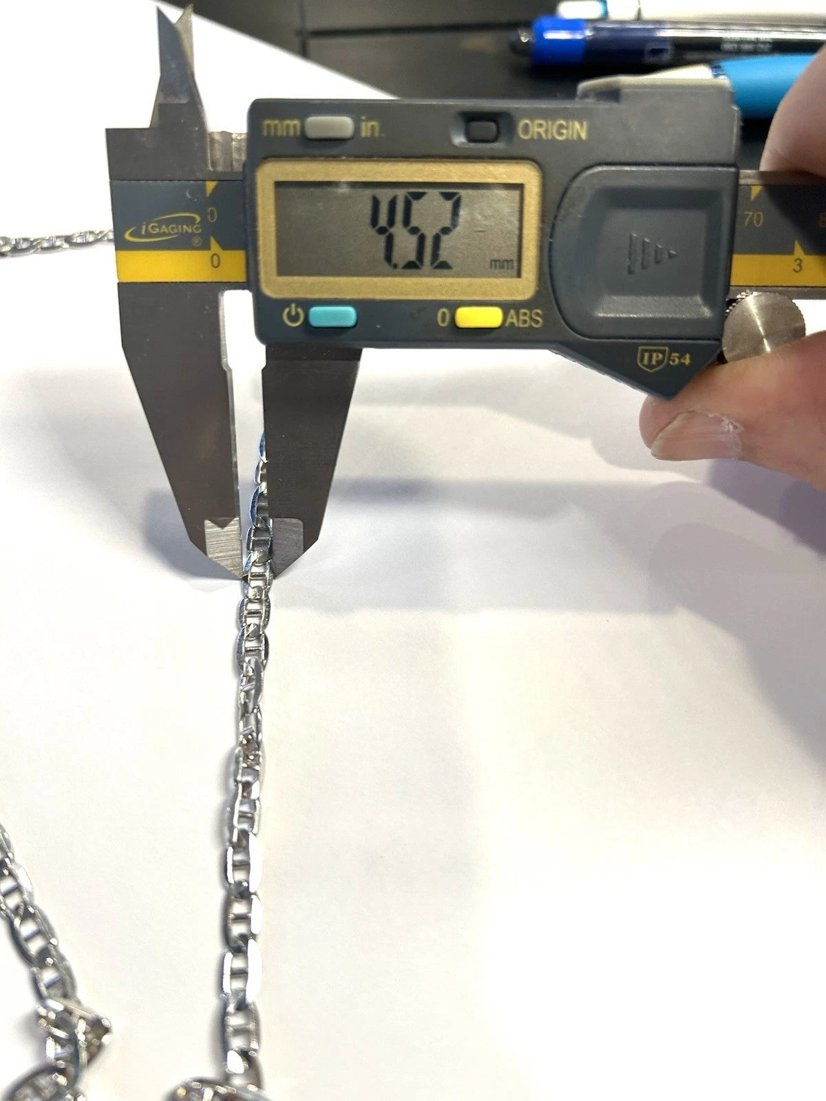 14k White Gold Solid Mariner Link 24" Chain ~ 19.8 Grams ~ 4.5mm