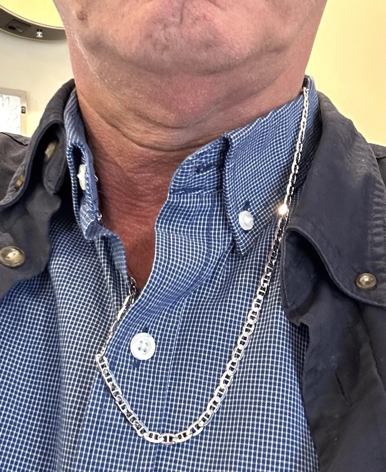 14k White Gold Solid Mariner Link 24" Chain ~ 19.8 Grams ~ 4.5mm