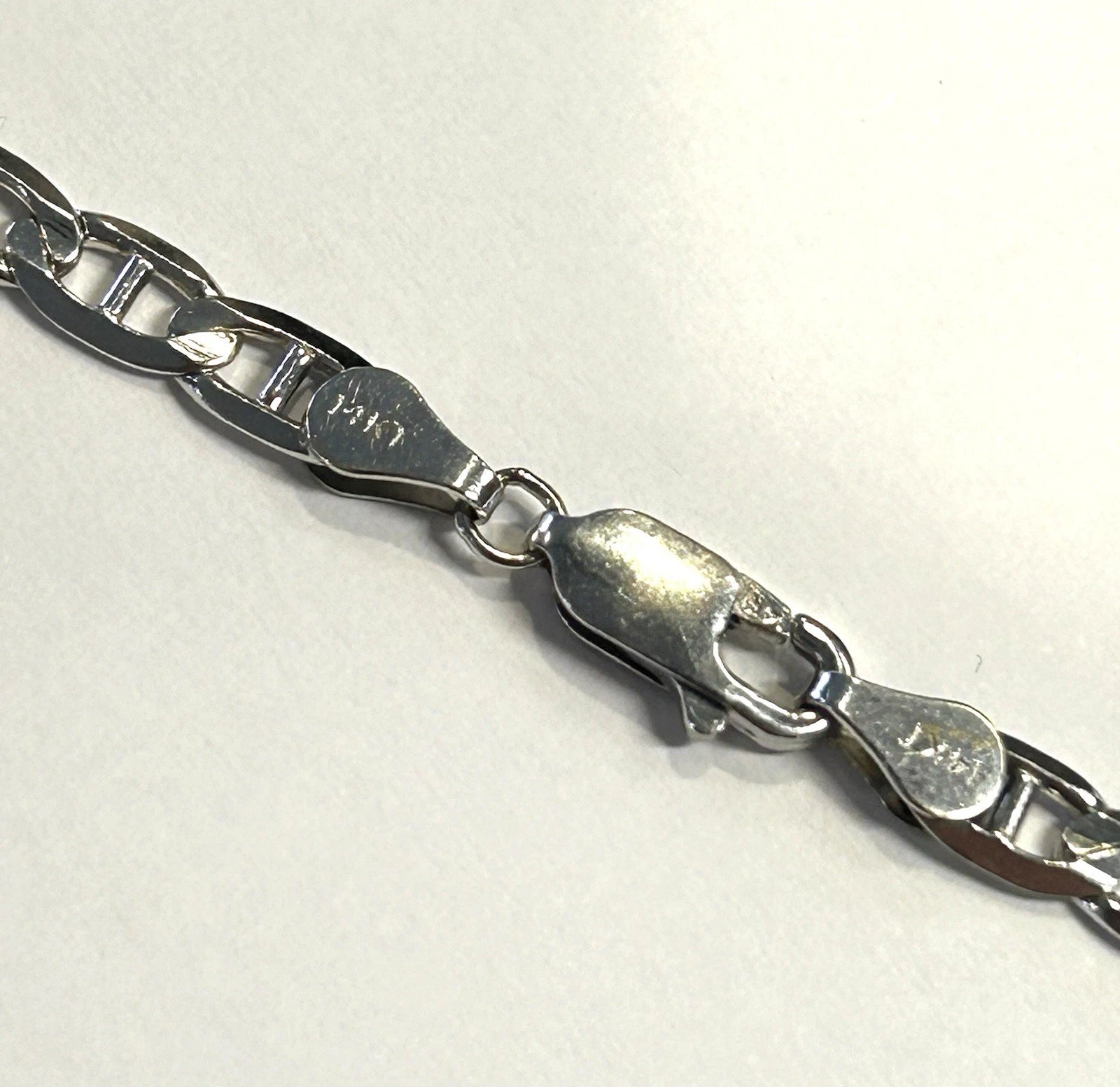 14k White Gold Solid Mariner Link 24" Chain ~ 19.8 Grams ~ 4.5mm