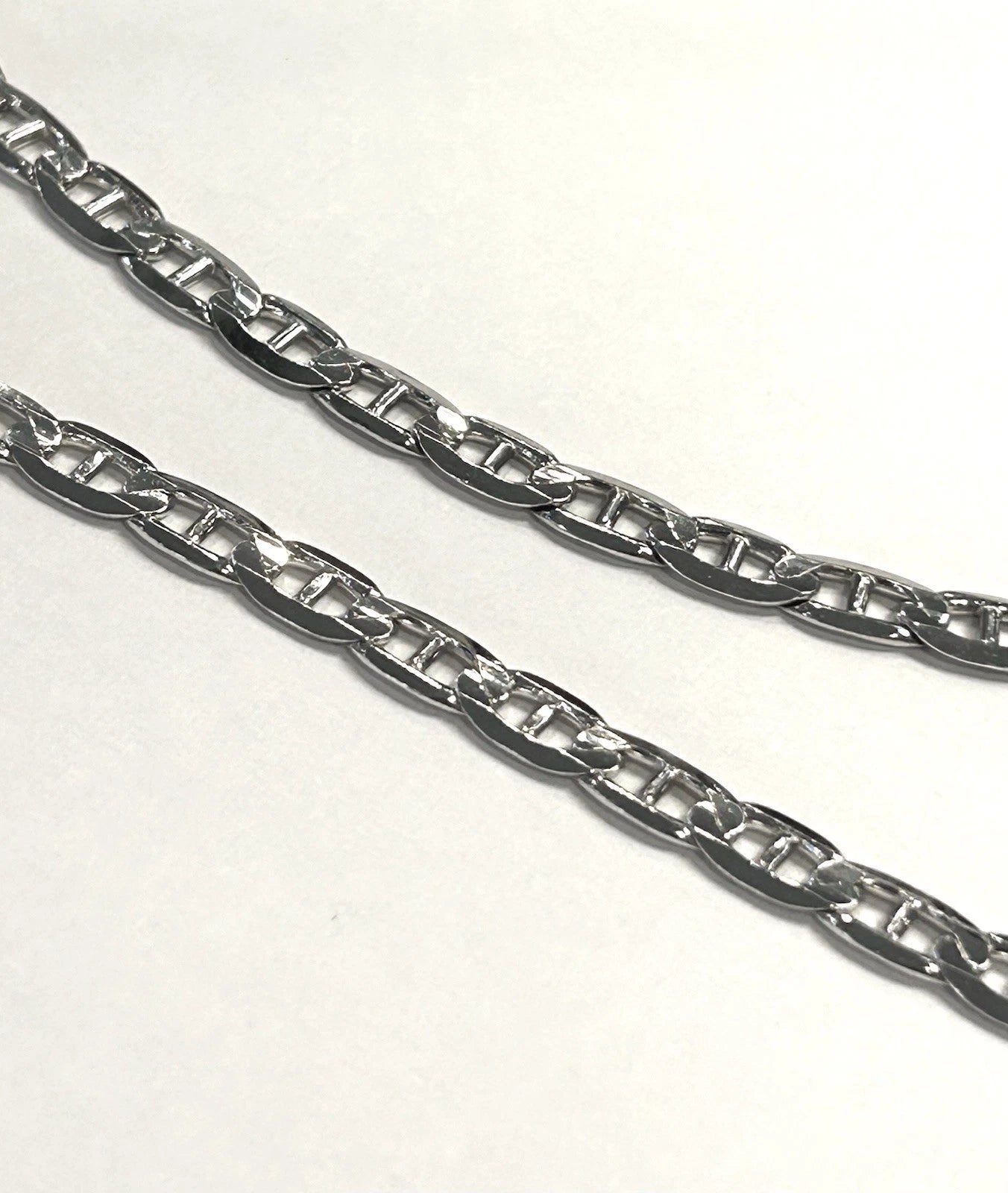 14k White Gold Solid Mariner Link 24" Chain ~ 19.8 Grams ~ 4.5mm