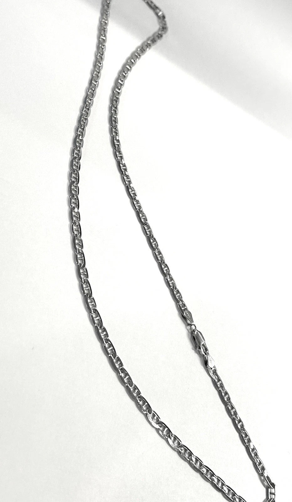 14k White Gold Solid Mariner Link 24" Chain ~ 19.8 Grams ~ 4.5mm