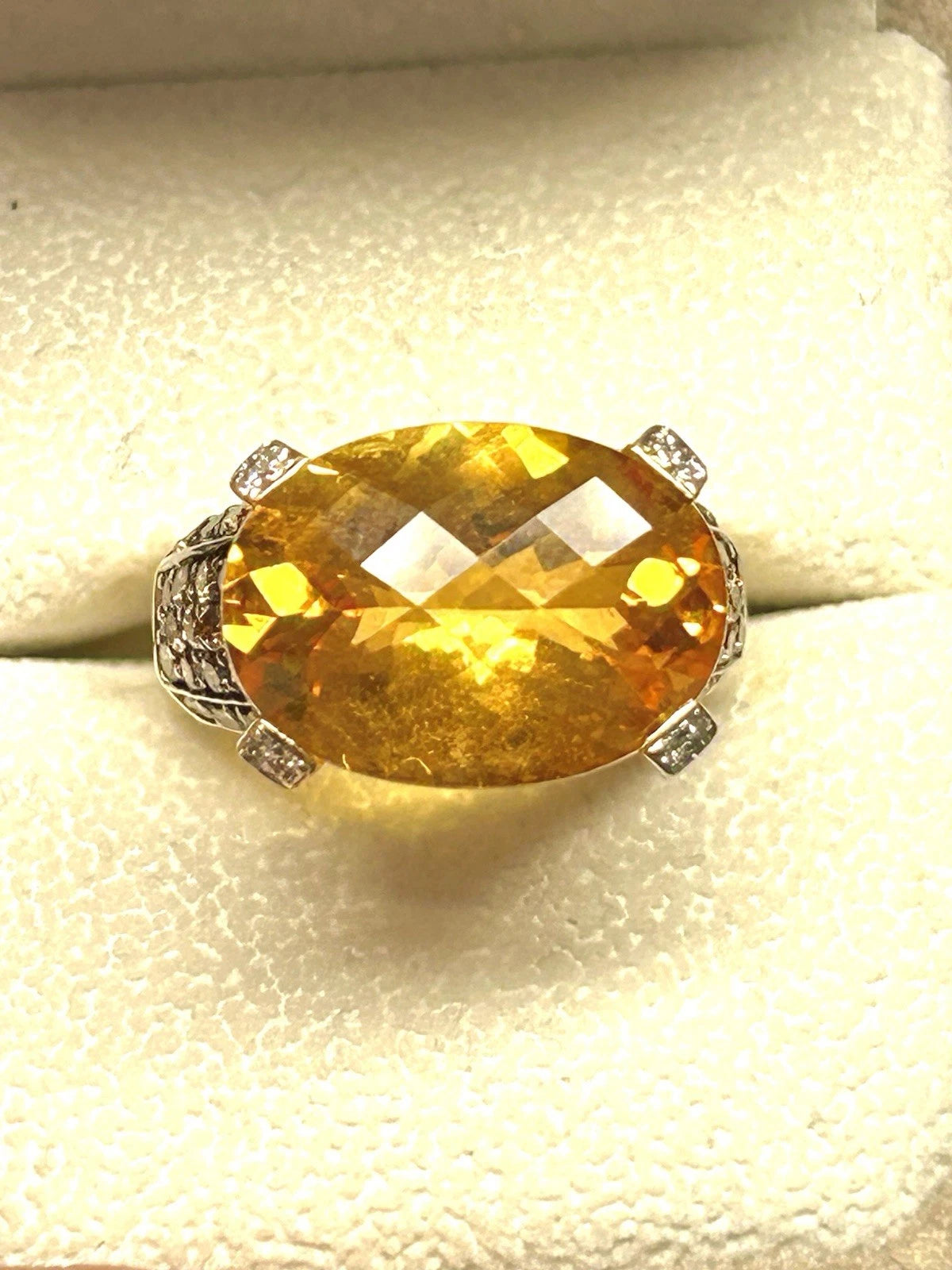 Le Vian 14K Gold Citrine SI2 Chocolate Diamond Ring Size 8 - 9.8 grams
