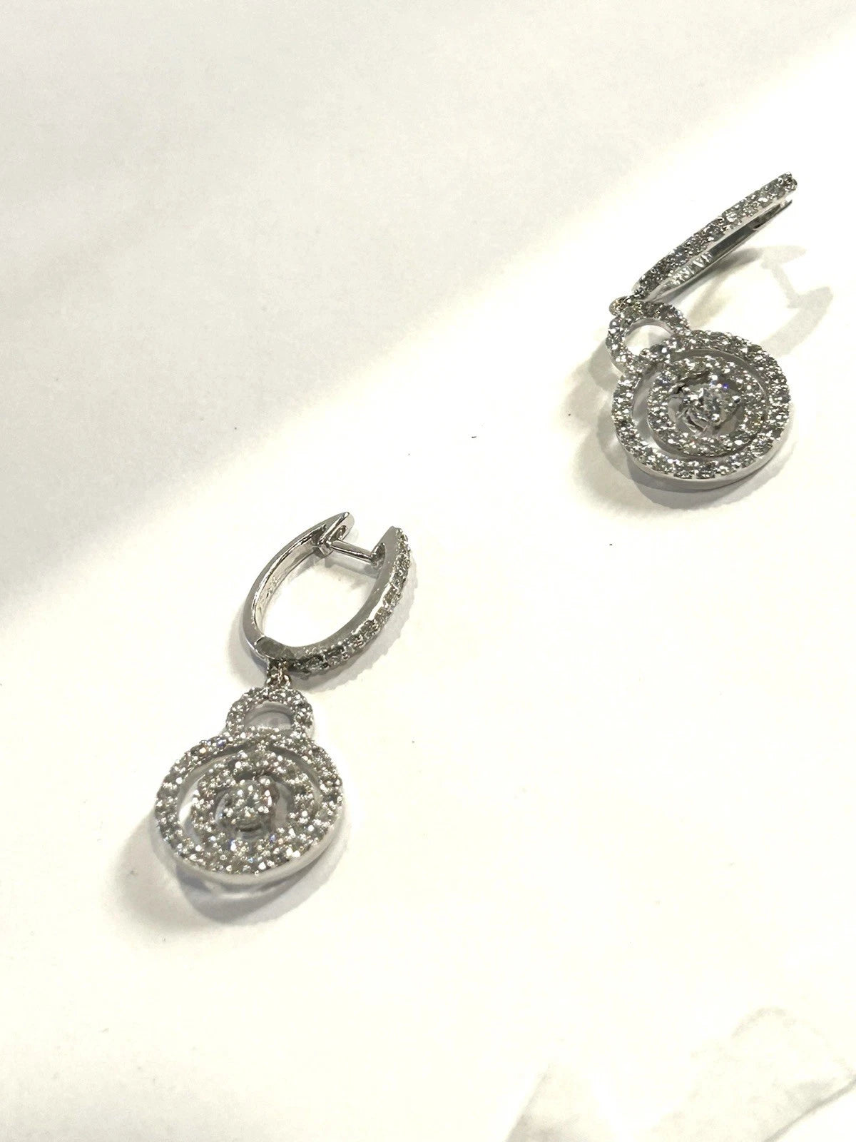 18k White Gold Diamond Dangle Earrings 1.0 ctw - 7.8 Grams