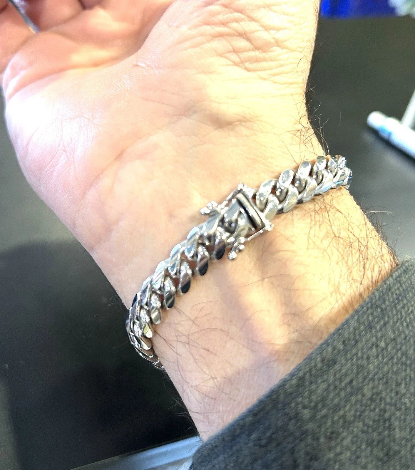 14k White Gold Miami Cuban Link Bracelet 8 inch - 48.0 Grams - 8.7mm