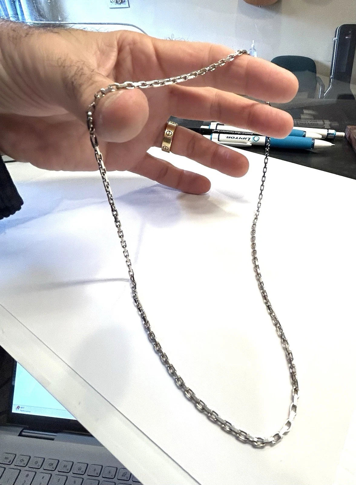 14k White Gold Solid Cable Link 22" Chain ~ 15.2 Grams ~ 2.5mm