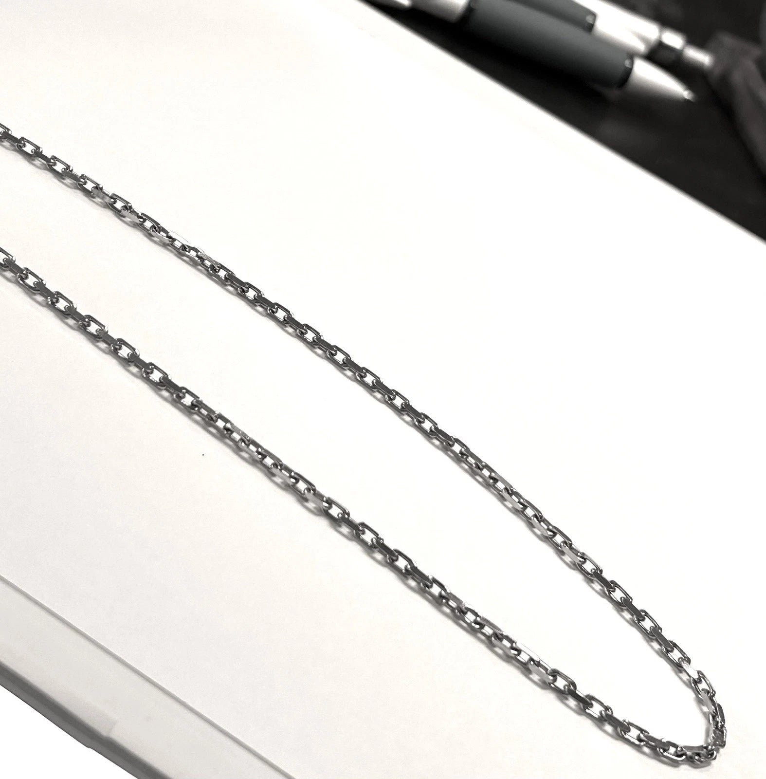 14k White Gold Solid Cable Link 22" Chain ~ 15.2 Grams ~ 2.5mm