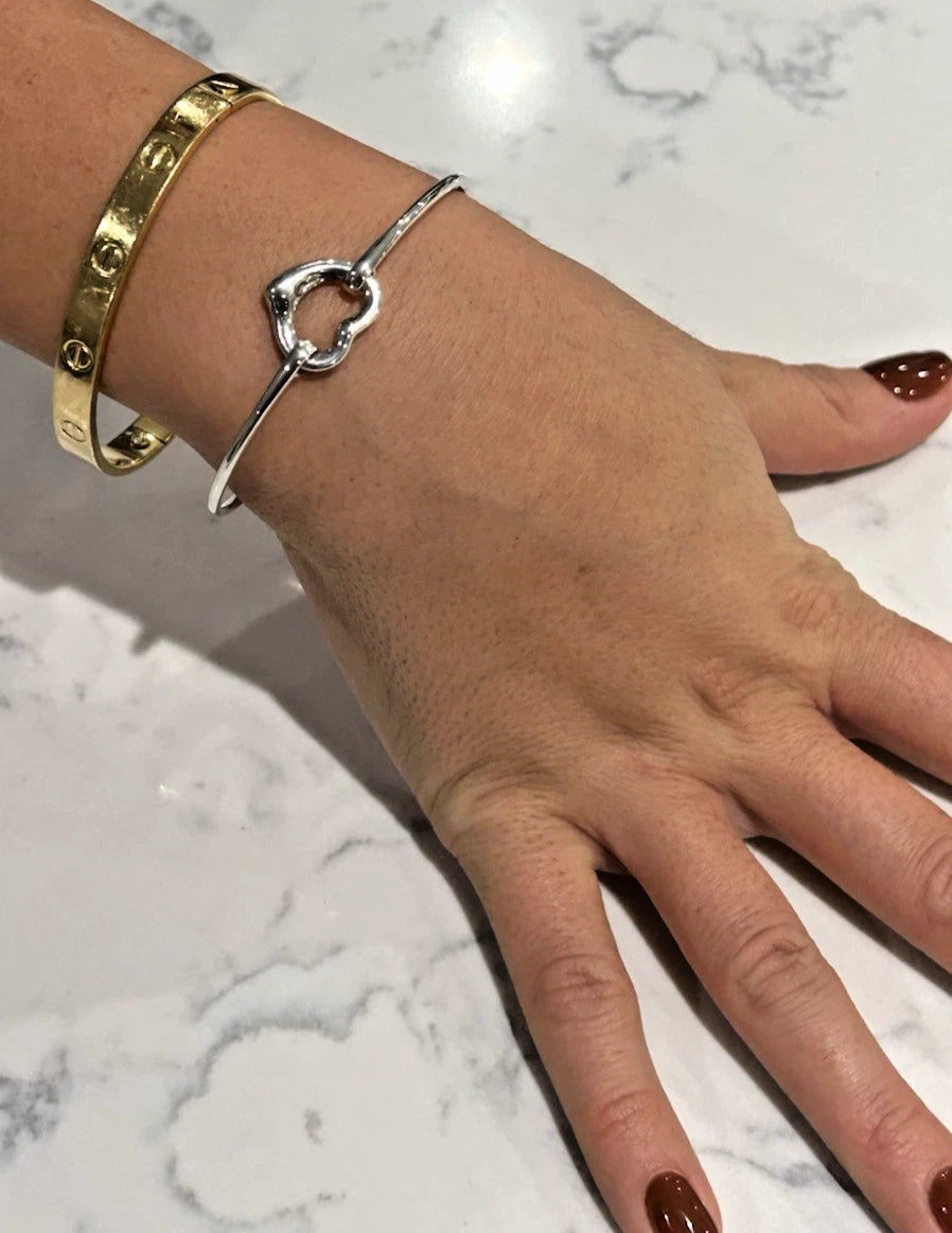 Tiffany & Co. Elsa Peretti Sterling Silver Open Heart Bangle Bracelet