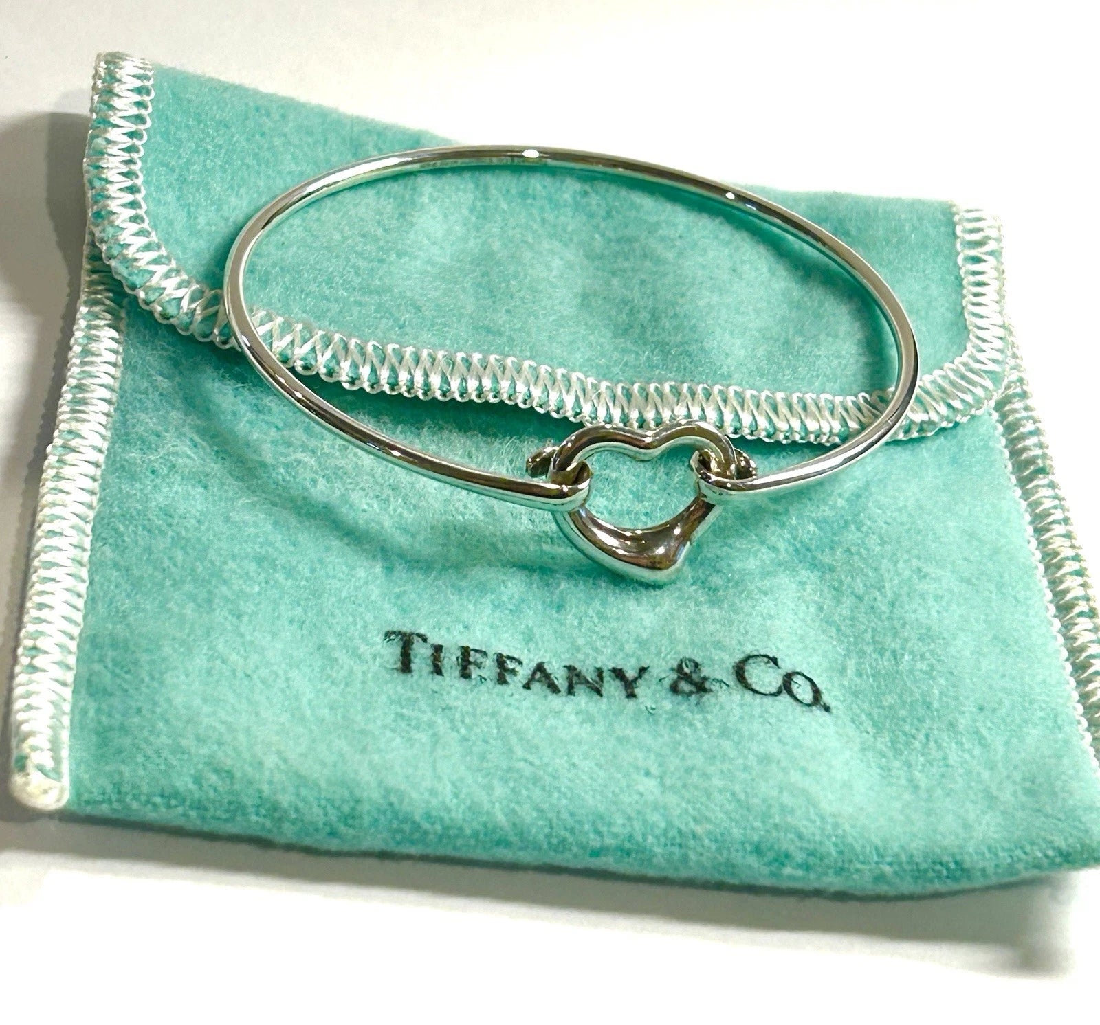 Tiffany & Co. Elsa Peretti Sterling Silver Open Heart Bangle Bracelet