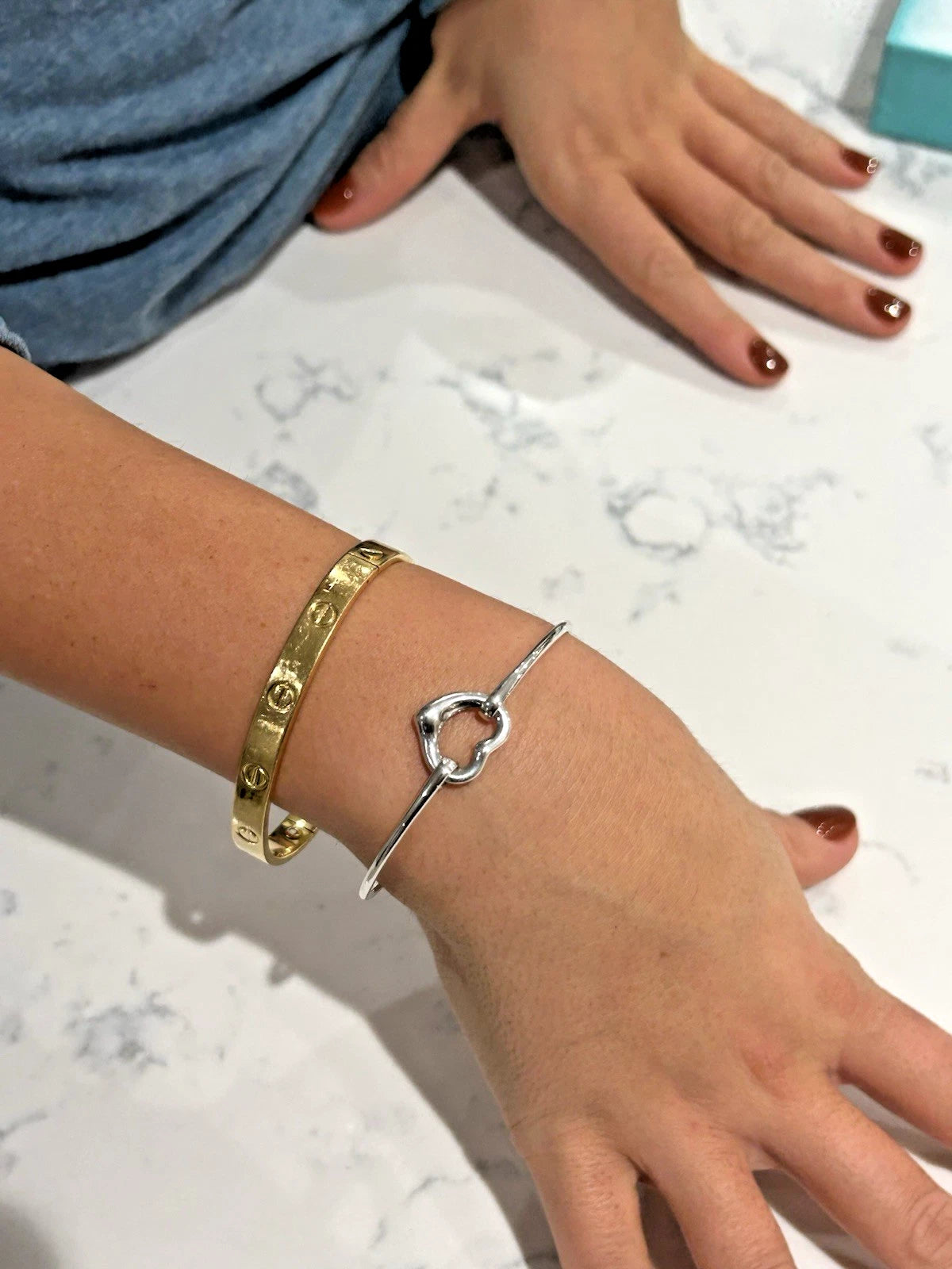 Tiffany & Co. Elsa Peretti Sterling Silver Open Heart Bangle Bracelet