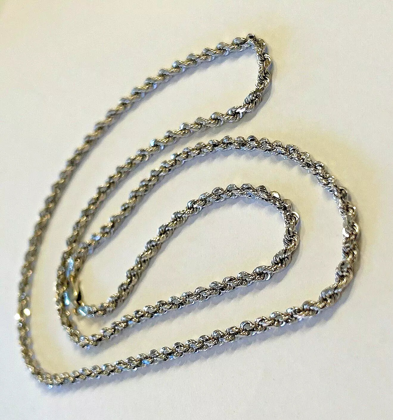 14k Solid White Gold 24" Rope Chain 19.0 Grams - 2.7mm