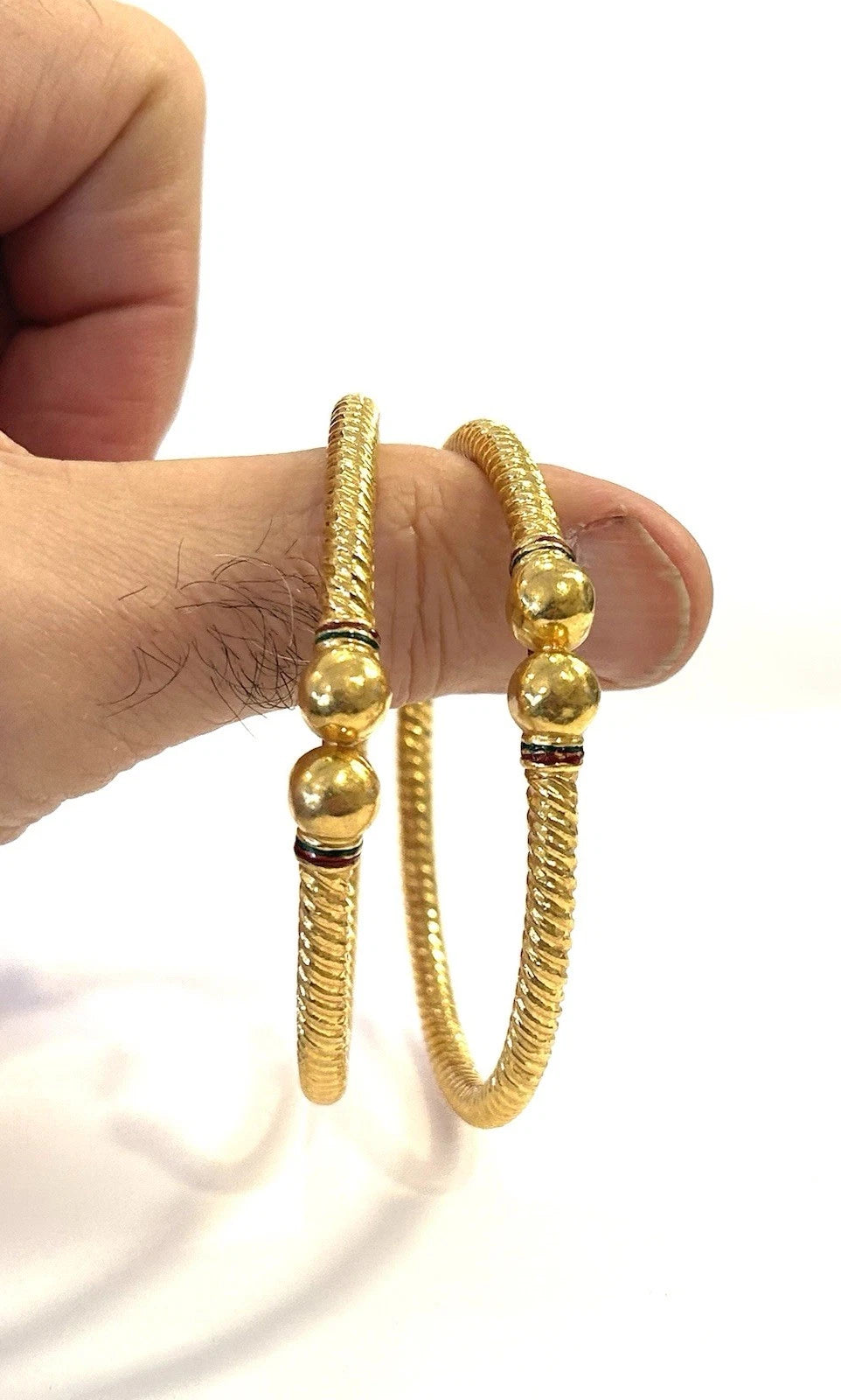 Pair 22k 916 Gold Bangle Bracelets 7.5" - 54.2 Grams - 4.5mm ea