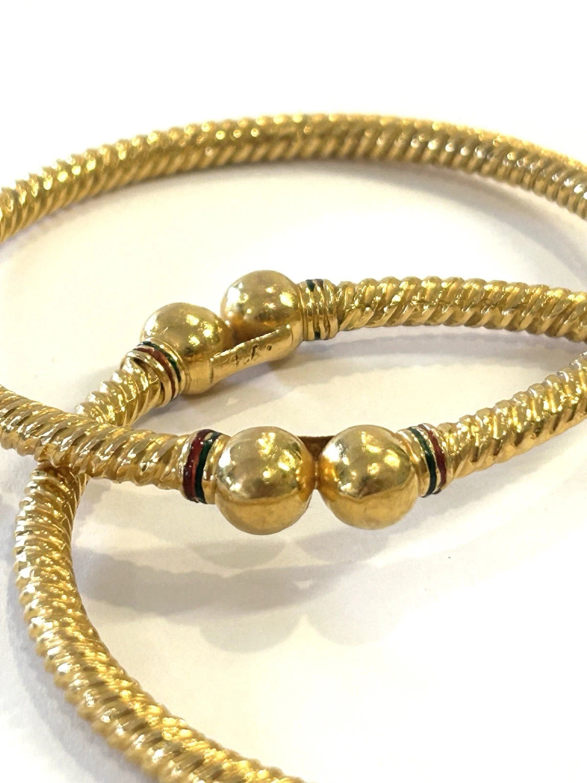 Pair 22k 916 Gold Bangle Bracelets 7.5" - 54.2 Grams - 4.5mm ea