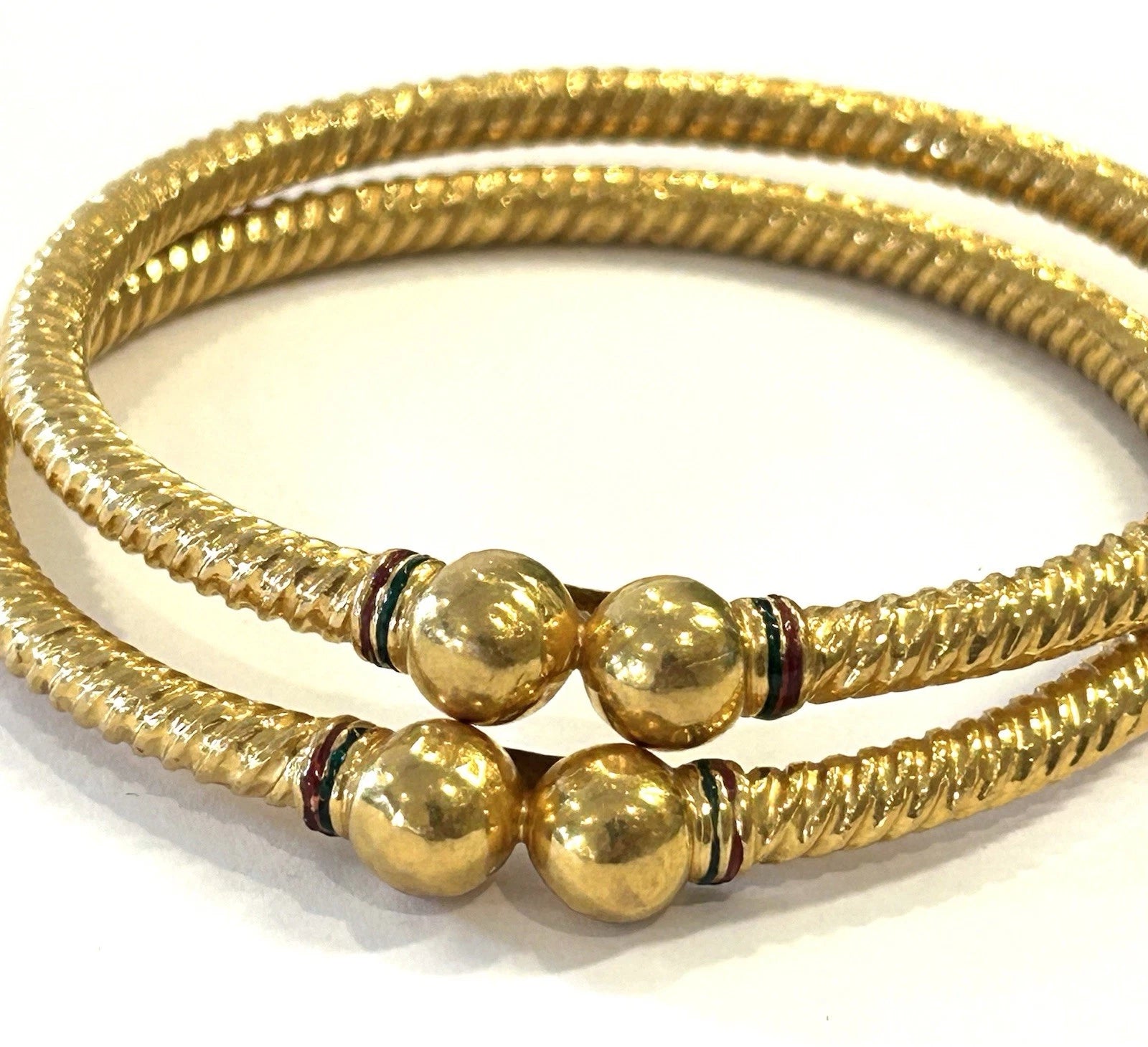 Pair 22k 916 Gold Bangle Bracelets 7.5" - 54.2 Grams - 4.5mm ea