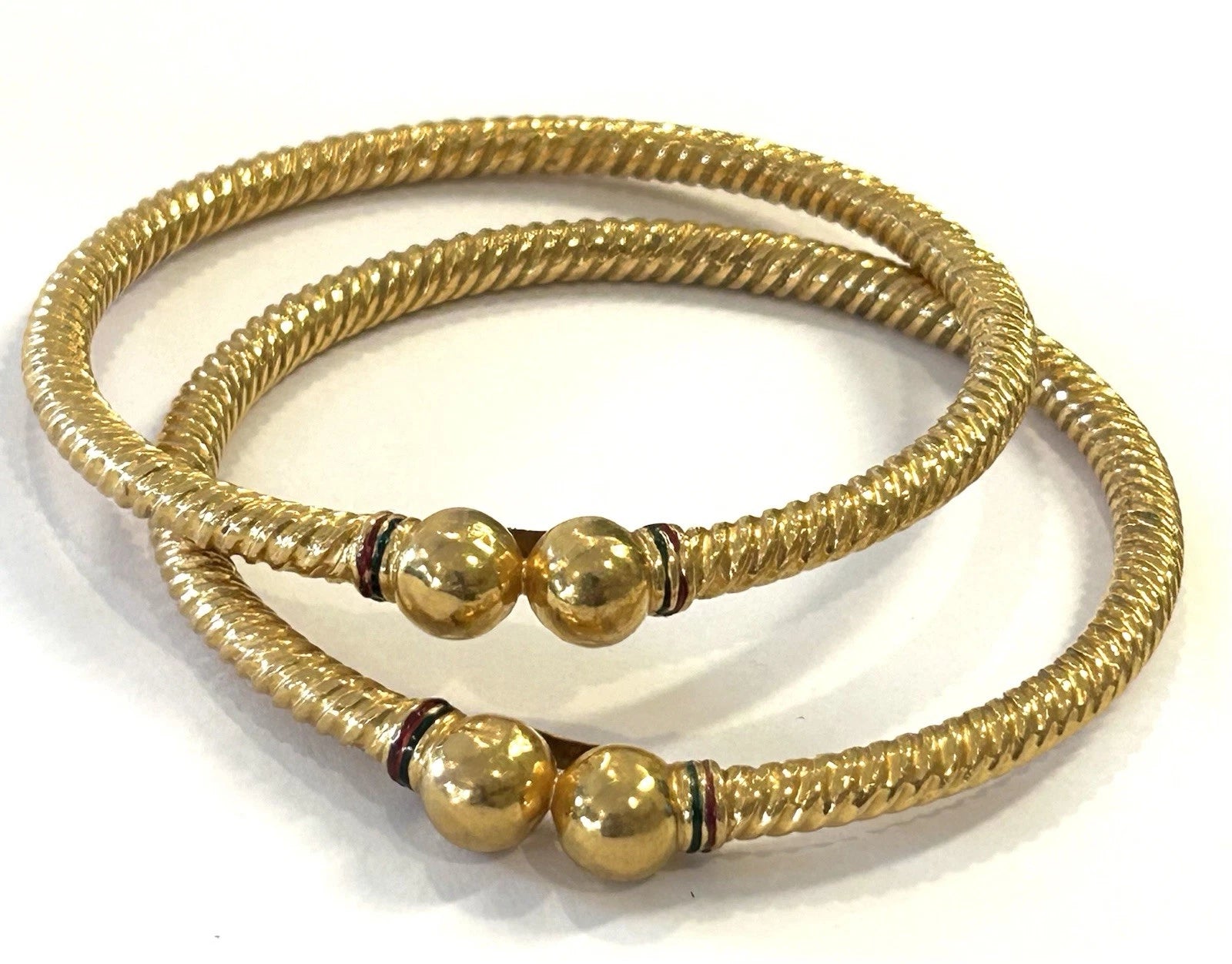 Pair 22k 916 Gold Bangle Bracelets 7.5" - 54.2 Grams - 4.5mm ea