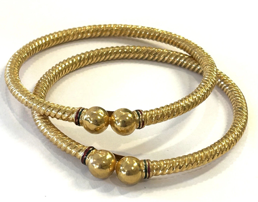 Pair 22k 916 Gold Bangle Bracelets 7.5" - 54.2 Grams - 4.5mm ea