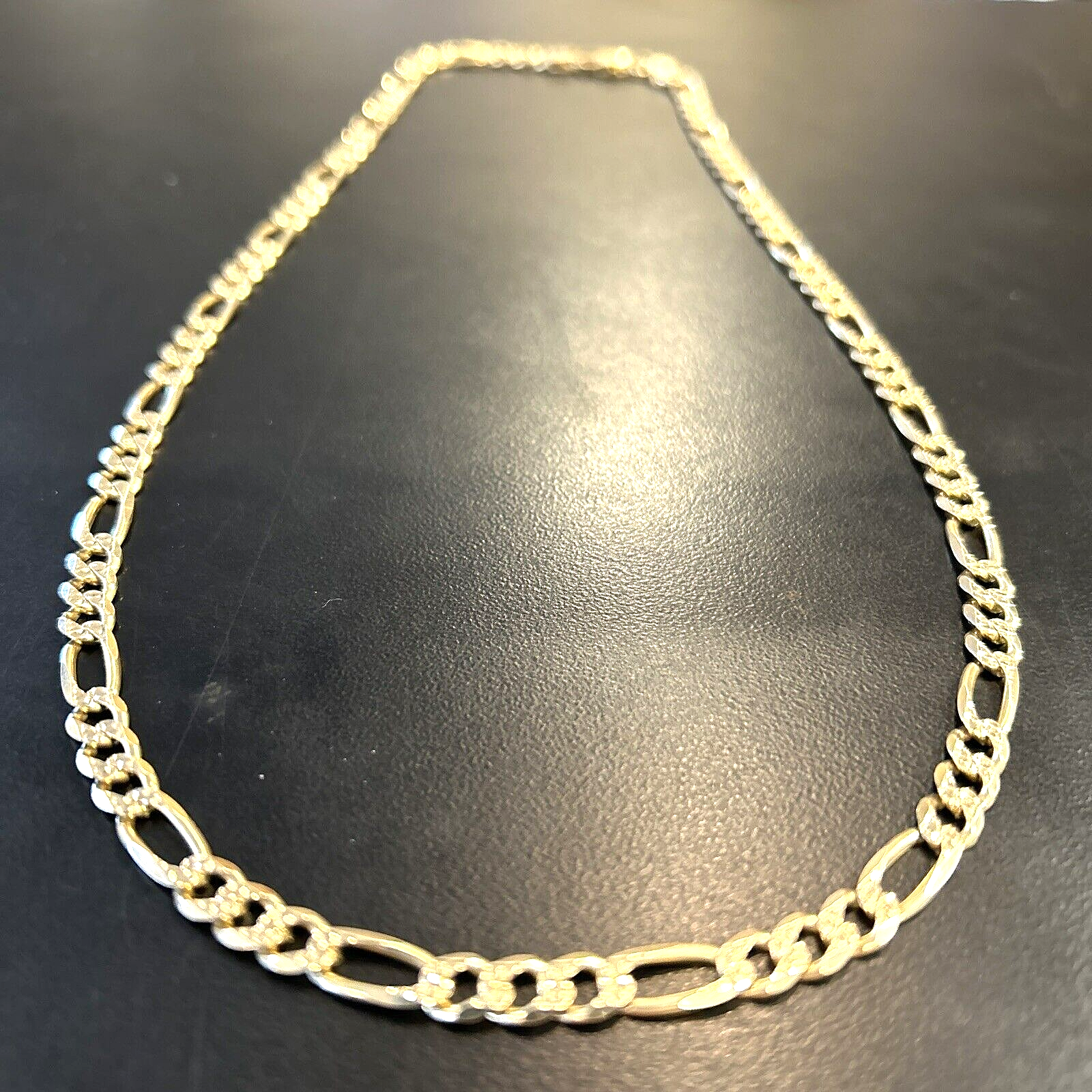 14k Gold Textured Figaro Italian Chain 21