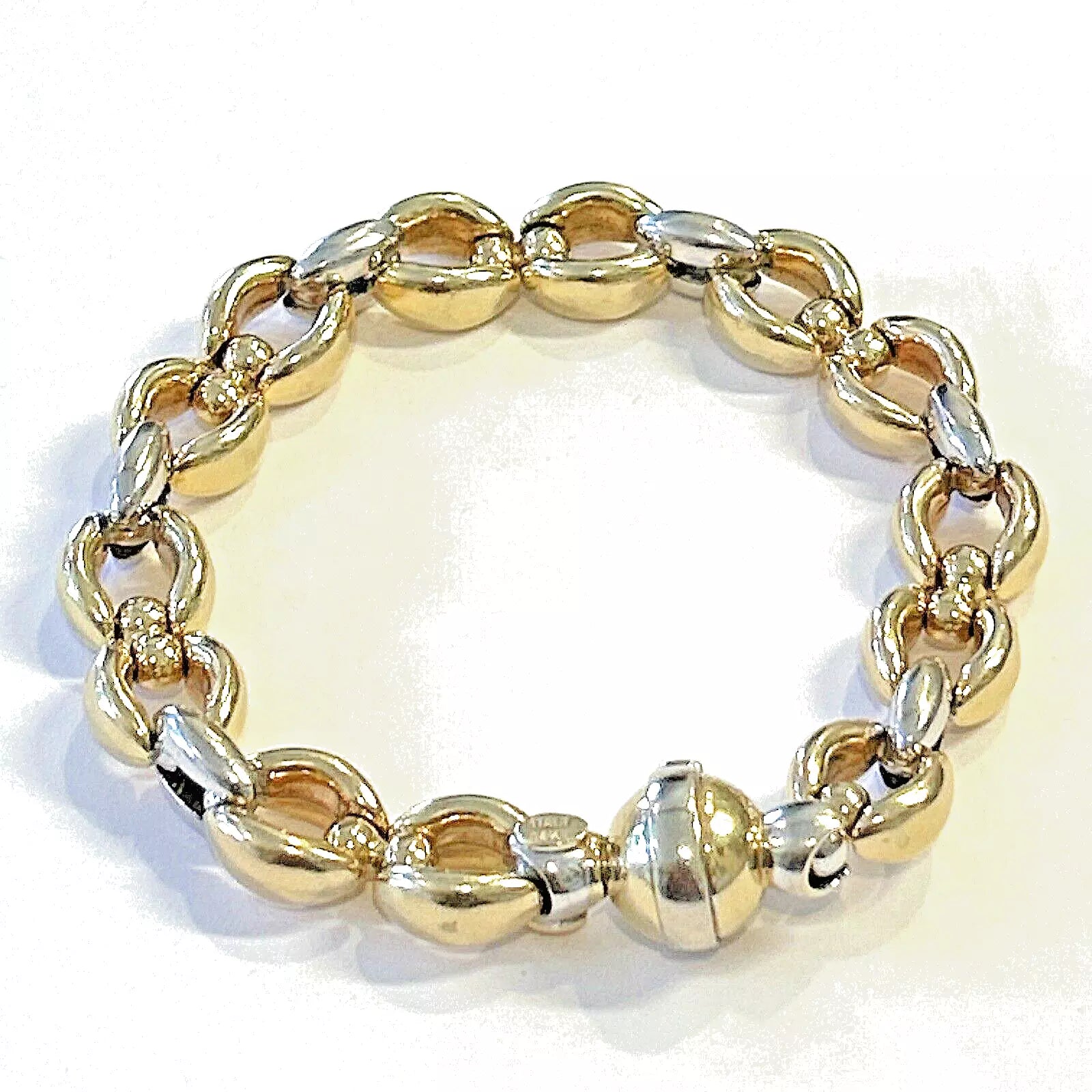 14k Gold Italian Link Ladies Bracelet 7 3/4" - 26.2 Gr - 11-12mm