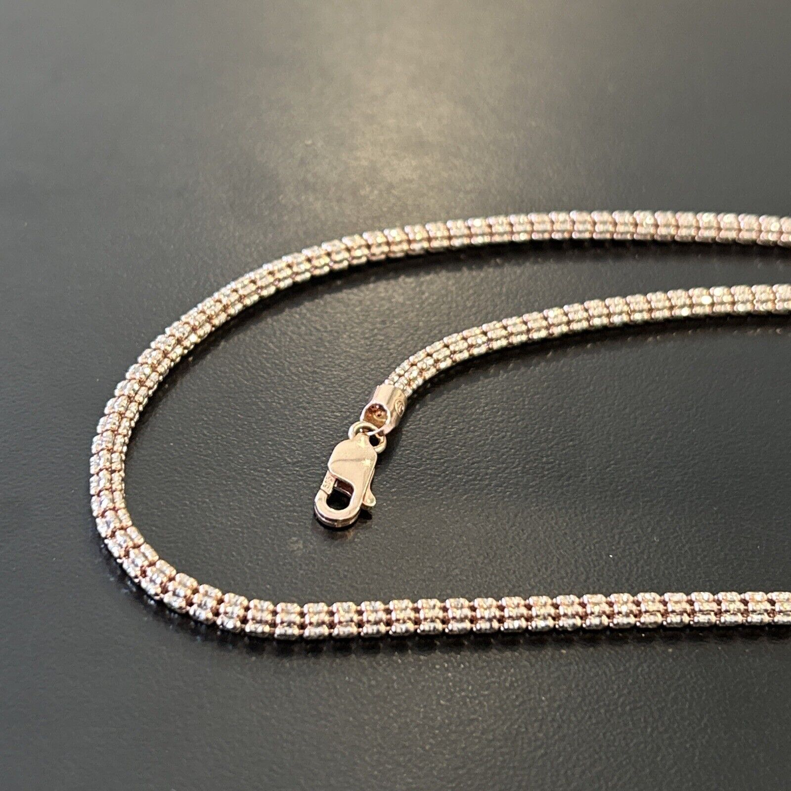 14k 585 Rose Gold Two Toned Ice Link Chain - 22 inches - 21.9grams - 3.8mm
