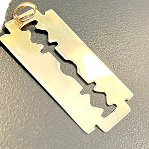 14K Yellow Gold Full Size Razor Blade Charm Pendant 4.0 Grams