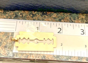 14K Yellow Gold Full Size Razor Blade Charm Pendant 4.0 Grams