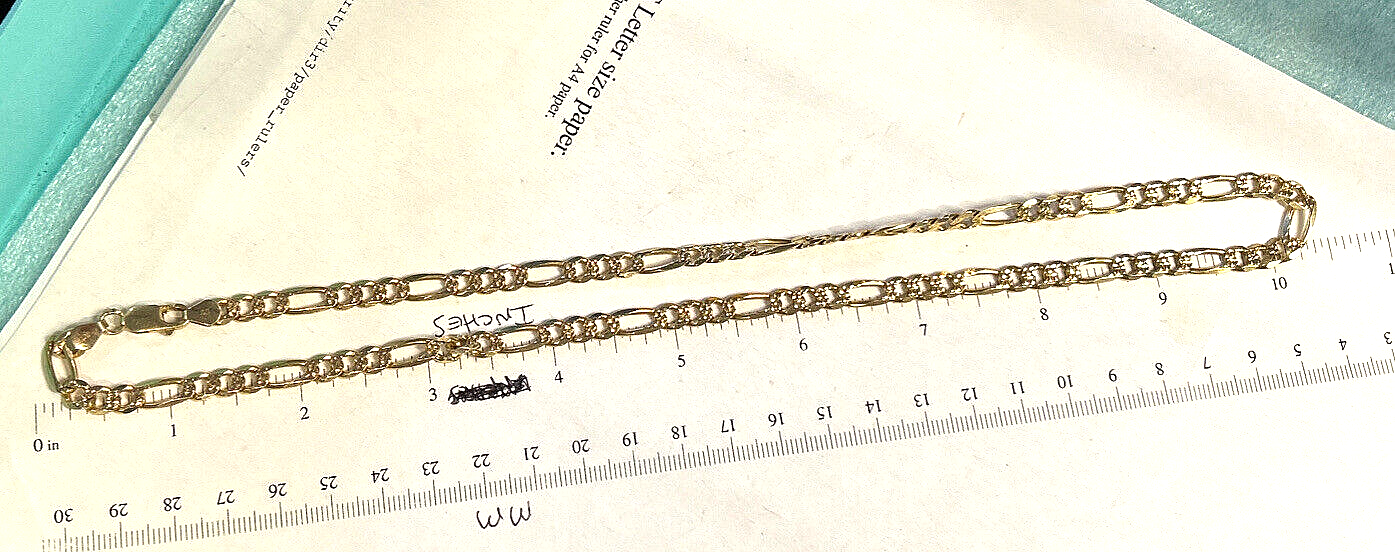 14k Gold Textured Figaro Italian Chain 21" Inch, 27.4 grams, 5.7mm