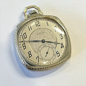 Antique 14k Gold Waltham Open Face 37mm Pocket Watch w/ Deer - 61.9 Grams