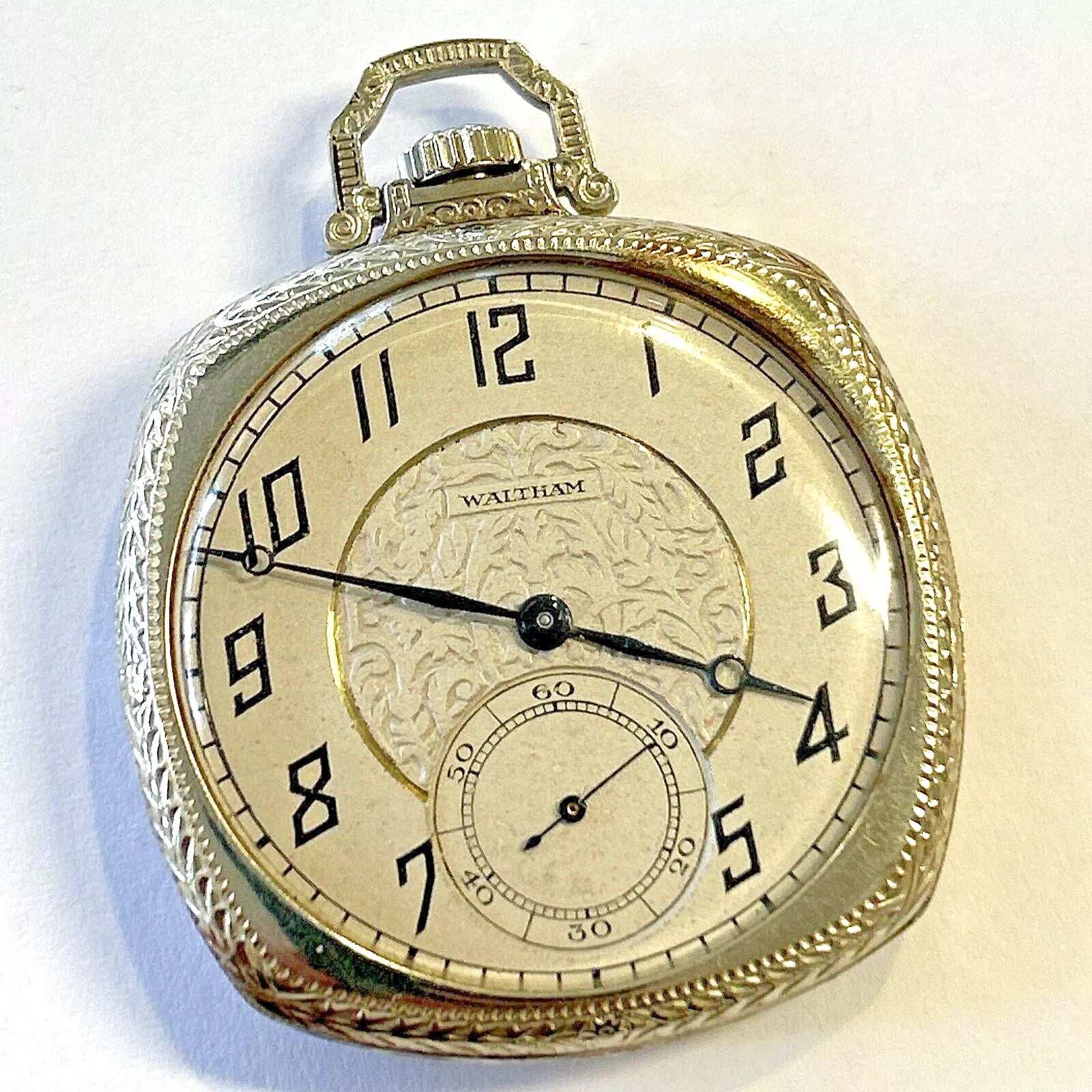 Antique 14k Gold Waltham Open Face 37mm Pocket Watch w/ Deer - 61.9 Grams