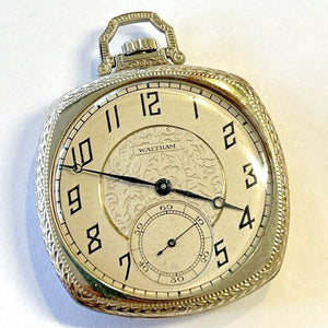 Antique 14k Gold Waltham Open Face 37mm Pocket Watch w/ Deer - 61.9 Grams