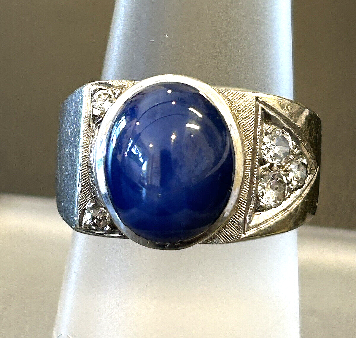 Vintage Diamond Star Sapphire Ring in 14K White Gold – Boylerpf