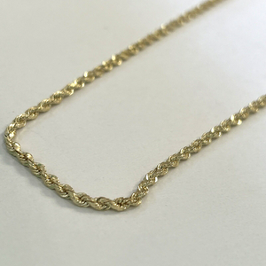 14k Solid Gold Diamond Cut Rope Chain - 24 inch 13 grams, 2.0mm