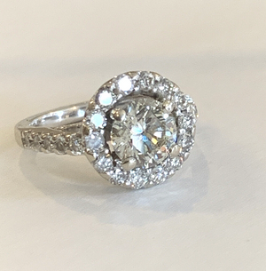 14k White Gold Nat Diamond Engagement Ring 1.20 ct. K- I1 Center 1.70 tcw Size 4