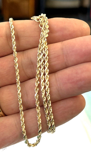 14k Solid Gold Diamond Cut Rope Chain - 24 inch 13 grams, 2.0mm
