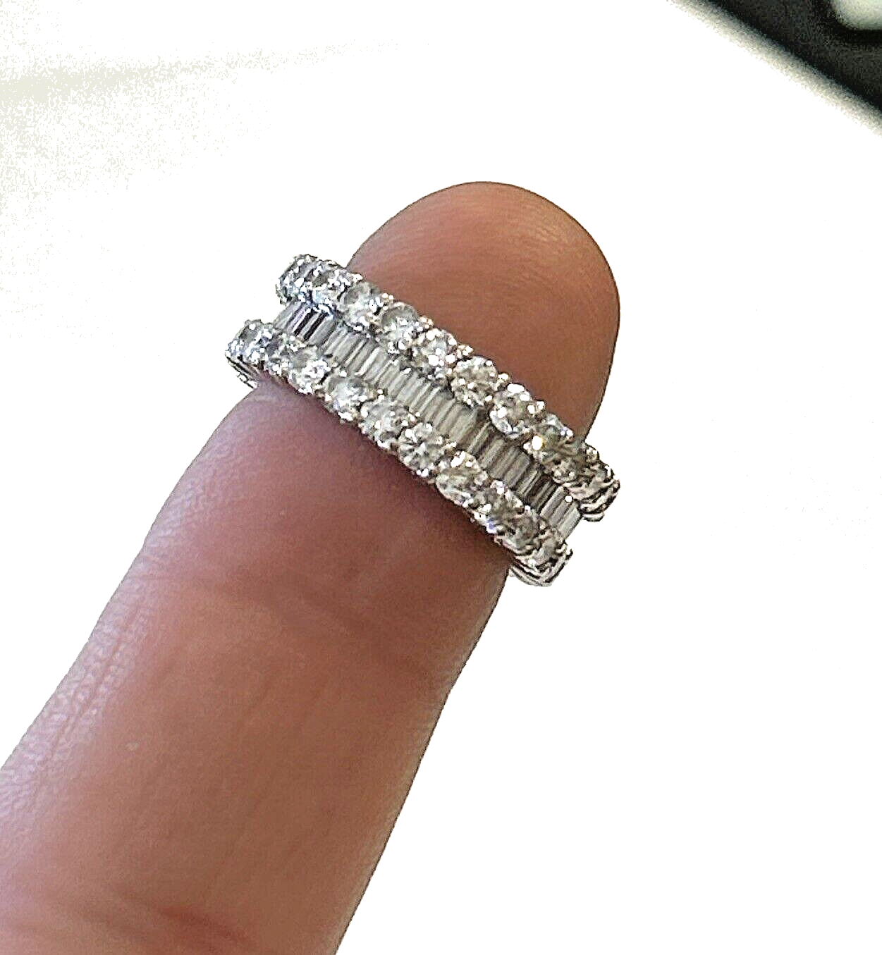 18k White Gold 3.5tcw Diamond Wedding Band Ring Size 6.5