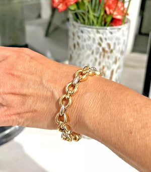 14k Gold Italian Link Ladies Bracelet 7 3/4" - 26.2 Gr - 11-12mm