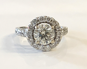 14k White Gold Nat Diamond Engagement Ring 1.20 ct. K- I1 Center 1.70 tcw Size 4